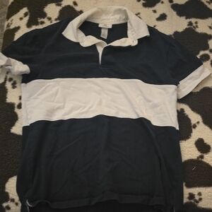 H&M Men's Navy and White Polo Shirt (S)
